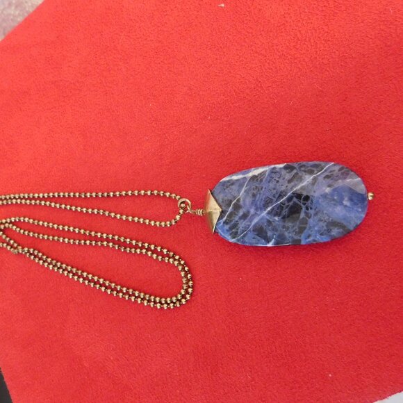 Ladies Pilgrim Blue Marble Stone Necklace - Picture 4 of 4